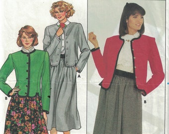 1980s Vintage Sewing Pattern Butterick 3347 Misses Fitted Jacket and Skirt Size 8-12 CUT Size 10