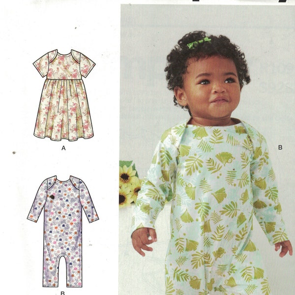 Baby Sewing Pattern Simplicity S9282 9282 R10990 Infant Toddlers Dress Romper Diaper Cover Boys Girls Size XS-XL 3 6 12 18 24 Mo UNCUT