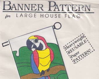 Craft Sewing Pattern Flagmania Large House Flag Banner Pattern Parrot 27x42 Inch Nylon Porch Flag Sewing Pattern UNCUT
