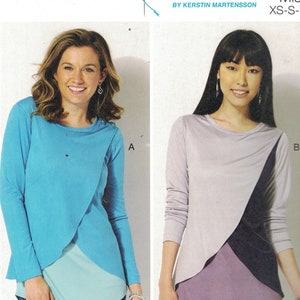 Misses Sewing Pattern Kwik Sew K4187 4187 Asymmetrical Colored Tunic Top Pullover Top Stretch Knit Size XS S M L XL UNCUT