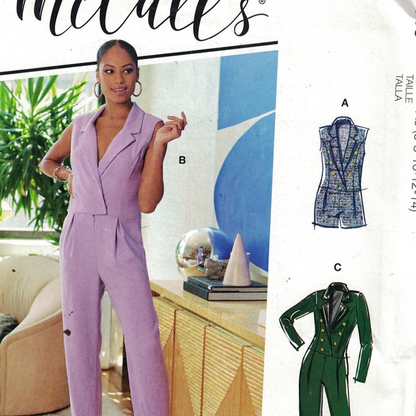 Misses Sewing Pattern McCalls M8183 8183 R10916 Double Breasted Jumpsuit Romper #ValerieMcCalls Size 6-14 or 16-24 UNCUT