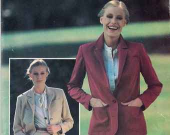 1980s Vintage Sewing Pattern Butterick See and Sew 6401 Misses Jacket Skirt Suit Easy Size 10 Bust 32 1/2 CUT