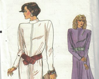 1980s Vintage Sewing Pattern Vogue 9642 Misses and Petite Easy Broad Shouldered Retro Dress Size 8 10 12 1980s UNCUT