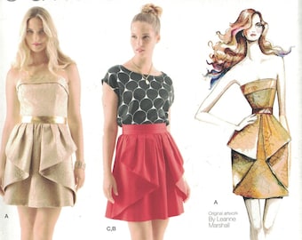 Misses Sewing Pattern Simplicity 1690 Leanne Marshall Strapless Cocktail Dress Party Project Runway Size 4-12 or 12- 20 UNCUT