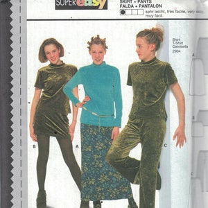Niños patrón de costura Burda 2903 niñas Juniors Falda fácil y pantalones elástico punto suéter punto tamaño 11 12 14 15 16 UNCUT