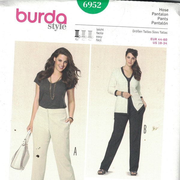 Misses Sewing Pattern Burda 6952 Womens Easy Pants Plus Size 18-34 UNCUT