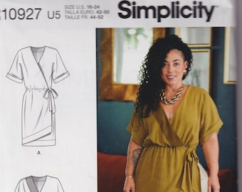 Patron de couture Simplicity S9224 9224 R10927 Robe portefeuille Mimi G avec lien sur le côté Tailles 6-14 ou 16-24 non coupées
