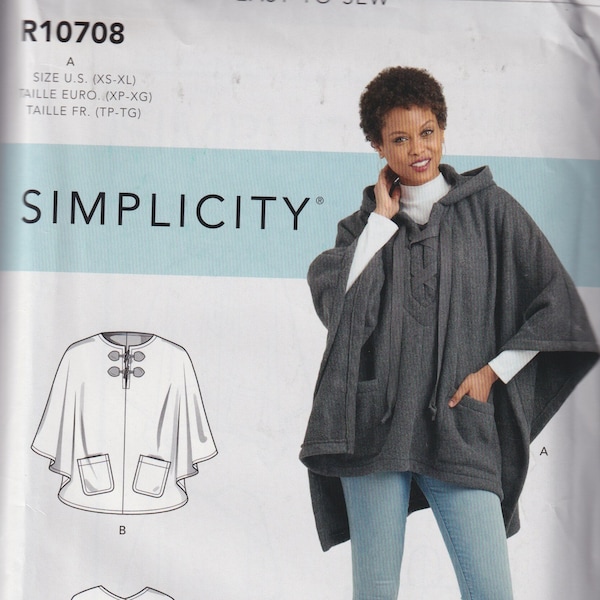 Misses Sewing Pattern Simplicity 8517 R10708 Set of Ponchos Size XS S M L XL 6-24 UNCUT