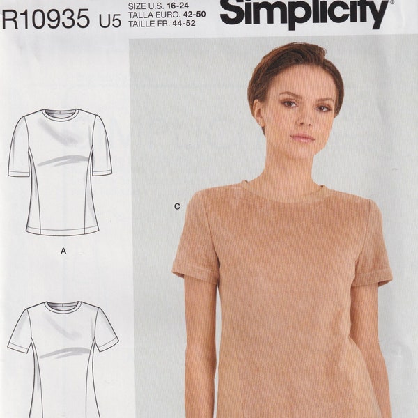 Misses Sewing Pattern Simplicity S9229 9229 R10935 Knit Top T-Shirt Size 6-14 or 16-24 UNCUT