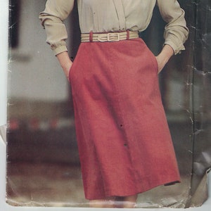 1980s Vintage Sewing Pattern See and Sew Butterick 3278 Misses A Line Skirt with Pockets Easy Size 8 10 12 80s UNCUT