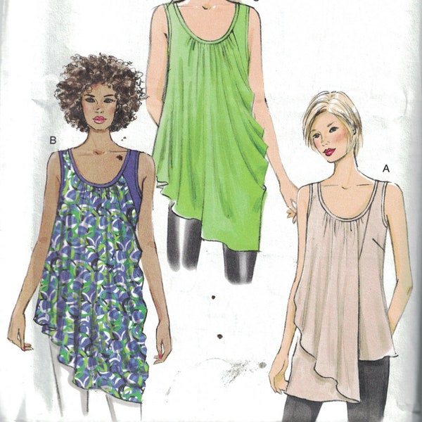 Misses Sewing Pattern Vogue V9005 9005 Easy Loose Fitting Pullover Tank Top Size XS S M or L XL xxL UNCUT