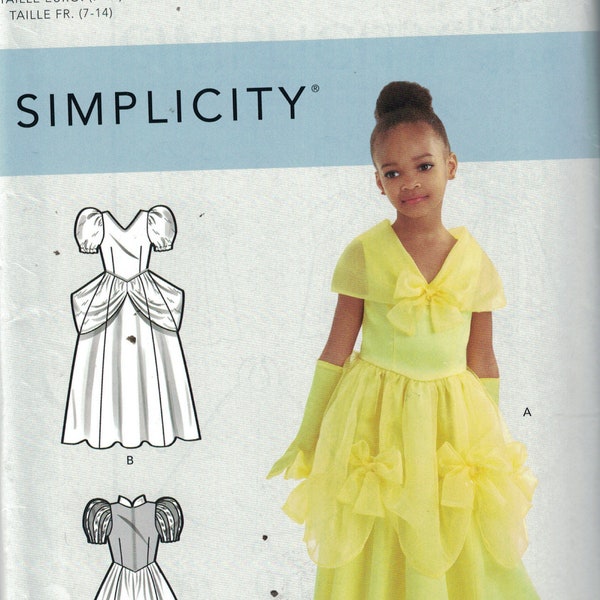 Kids Sewing Pattern Simplicity S9168 9168 R10657 Snow White or Belle Disney Princess Halloween Costume Dressup Size 3-6 or 7-14 UNCUT