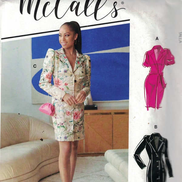 Misses Sewing Pattern McCalls M8140 8140 R10915 Button Front Suit Dress #ParkerMcCalls Size 6-14 or 16-24 UNCUT
