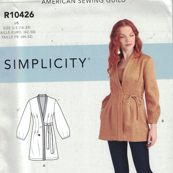 Misses Sewing Pattern Simplicity S9059 9059 R10426 Unlined Jacket with Sleeve Variations Size 6-14 or 16-24 UNCUT