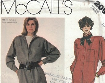 1980s Sewing Pattern McCalls 2094 Learn to Sew for Fun Misses Straight Shirt Coat Dress Size 10 Bust 32 33 1985 UNCUT