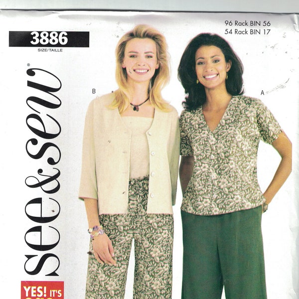 Misses Sewing Pattern See and Sew 3886 Easy Jacket and Pants Size  14-18 or 20-24  UNCUT