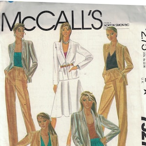 1980s Vintage Sewing Pattern McCalls 7527 Designer Saint Tropez West Separates Jacket Skirt Pants Shorts Size 12 Bust 34 70s 1981 UNCUT