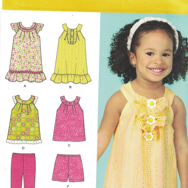 Kids Sewing Pattern Simplicity 1673 Summer Dress Top Capri Cropped Pants Shorts Separates Size 1/2 1  2 3 4 Breast 20 21 22 23 24 UNCUT