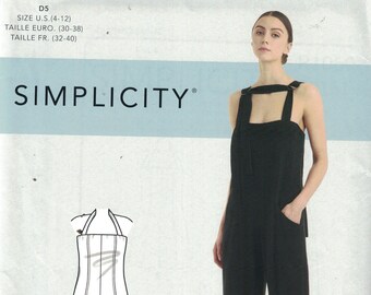 Misses Patrón de costura Simplicidad R10603 S9151 9151 Cynthia Rowley Diseñador Jumpsuit Romper con anillo D Tamaño de cuello 4-12 o 12-20 UNCUT