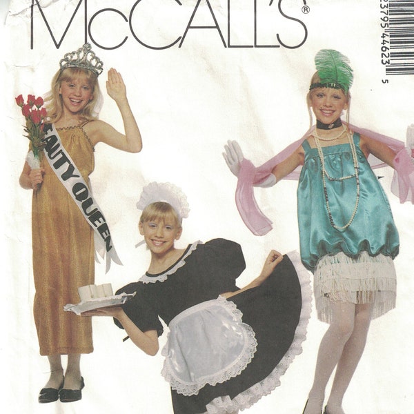 Girls Costume Sewing Pattern McCalls 4462 Halloween Costume Flapper Beauty Queen Maid Princess Bride Ballerina Size 10 12 Bust 28 30