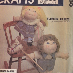 1980s Vintage Doll Sewing Pattern McCalls 9286 Blossom Babies Dolls 16 Inch Brother and Sister Soft Sculpture Dolls + Toys  UNCUT