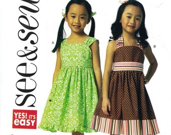 Kids Sewing Pattern See & Sew B6038 6038 Girls Easy Boutique Style Sundress Summer Dress Size 2-8 UNCUT