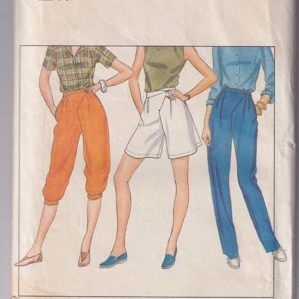 1980s Vintage Sewing Pattern Butterick 4407 Misses Asymmetrical Pants Shorts Knickers Size 14