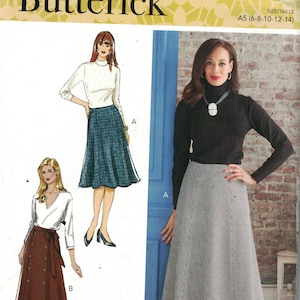 Misses Sewing Pattern Butterick B6866 6866 R11128 Misses Flared Skirt and Sash Front Buttons Size 6-14 or 16-24 UNCUT
