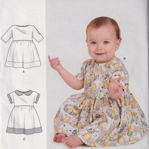 Baby Sewing Pattern Simplicity S9240 9240 R10950 Infant Toddlers Baby Girls Dress Size XS-L 3-12 Months UNCUT