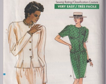 1980s Misses Sewing Pattern Vogue 7407 Misses and Petite Easy Top and Skirt Size 6 8 10 UNCUT