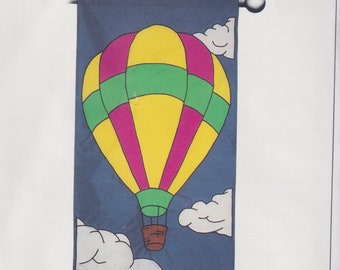 Craft Sewing Pattern Flag Factory 63579 Clouds in the Sky Hot Air Balloon 28x49 Inch Nylon Porch Flag Sewing Pattern UNCUT