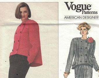 1980s Vintage Sewing Pattern Vogue American Designer 2369 Geoffrey Beene Jacket Skirt Suit Two Piece Dress Size 8-12 UNCUT