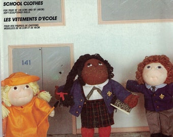 1980s Vintage Doll Sewing Pattern McCalls 2134 783 P906 Cabbage Patch Kids Blossom Babies Size Clothes 16 18 Inch School Uniforms 1985 UNCUT