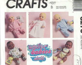 1990s Vintage Sewing Pattern McCalls 6276 Doll Clothes Layette Wardrobe Water Babies Baby 12 14 16 18 20 22 Inch 1992 90s UNCUT