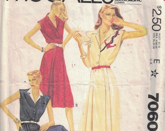 1980s Vintage Sewing Pattern McCalls 7060 Sue Wong Designer Button Front Shirtwaist Sleeveless Dress AnchorSize 10 Bust 32 1/2 1980 COMPLETE