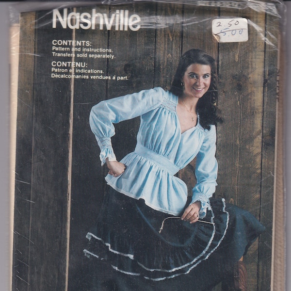 1980er Jahre Vintage Schnittmuster Rainbow Hill Muster für Smocking Art Nashville Bluse Größe 6 8 10 12 14 1982 UNCUT