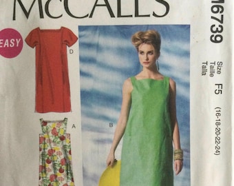 Patron de couture pour femmes McCalls M6739 6739 Robes faciles taille 16-24 sans coupure