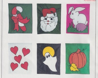 Craft Sewing Pattern Flag Factory 63626 Set of 13x17" Nylon Garden Flags Holiday Candy Cane Santa Easter Bunny Hearts Ghost Pumpkin