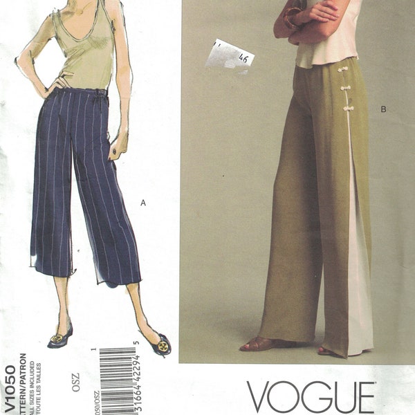 Misses Sewing Pattern Vogue V1050 1050 Todays Fit Sandra Betzina Easy Split Leg Pants One Size Waist 26 to 50 UNCUT