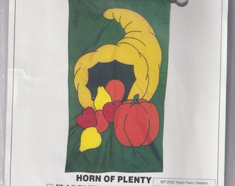 Craft Sewing Pattern Flag Factory Style 63876 Horn of Plenty Cornucopia Thanksgiving Fall October November Nylon Flag Pattern UNCUT