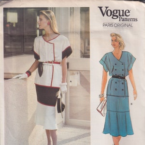 1980er Jahre Vintage Schnittmuster Vogue Paris Original 1552 Chloe Top und Rock Größe 10 1987 UNCUT