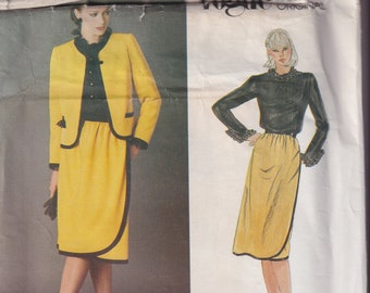 1980 Vintage patrón de costura Vogue Paris Original 2603 Emanuel Ungaro chaqueta falda y blusa tamaño 10 UNCUT
