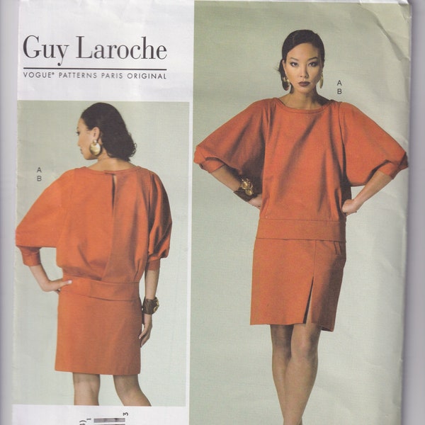 Misses Sewing Pattern Vogue Paris Original V1284 1284 Guy Laroche Top and Skirt Size 6-14 or 14-22 UNCUT