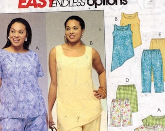Womens Sewing Pattern McCalls 4097 Misses Easy Endless Options Pants Shorts Top Tunic Plus Size 18W-24W UNCUT