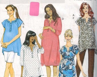 Womens Sewing Pattern Butterick B5763 5763 Maternity Dress Top Tunic Shorts Capris Pants Easy Plus Size 18W-24W Bust 40 42 44 46 UNCUT