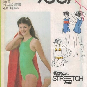 1970s Vintage Sewing Pattern Simplicity 9007 Bikini Tank Bathing Suit Swimsuit Size 5 6 7 8 9 10 11 12 Bust 29 30 31 32 1979 70s UNCUT image 1