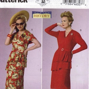 Misses Sewing Pattern Butterick B6266 6266 Making History 1940s Retro Style Dress Costume Size 6-14 or 14-22 UNCUT