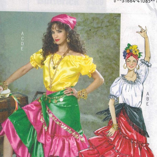 Misses Sewing Pattern Butterick B4889 4889 Wench Gypsy Fortune Teller Carmen Miranda Costume Size XS-S-M or L-XL  UNCUT