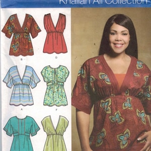 Misses Sewing Pattern Simplicity 3893 Khaliah Ali Top Blouse V Vee Neck High Waist Size 10-18 or 20-28W  UNCUT
