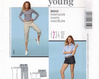 Misses Sewing Pattern Burda 7550 Misses Easy Pants and Shorts Capris Size 6 8 10 12 14 16 18 UNCUT